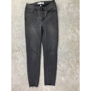 Skinny Fries Size 5 27 Stretch Black Mid Rise Skinny Raw Hem